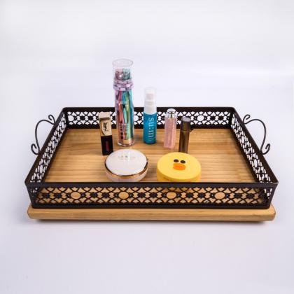 廠家直供歐式鏤空木底沖花托盤收納盤家居用品一件代發(fā)